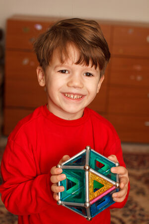Little preschooler caucasian boy play at home, childhoodの写真素材