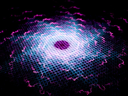Repulsive force in nanotechnology, computer generated fractal background