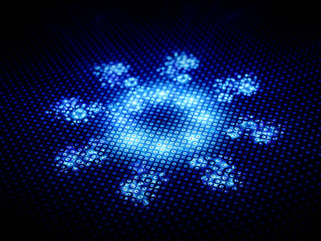 Blue nanobot, computer generated fractal background