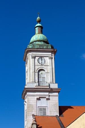 Reformed temple tower, Komarno, Slovak Republicの写真素材