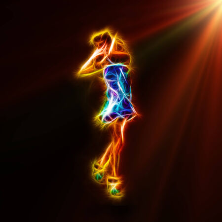 Fashion model posing, abstract fractal fashion artworkの写真素材