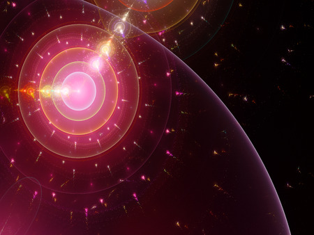 Fractal artwork, abstract space clock, time machineの写真素材