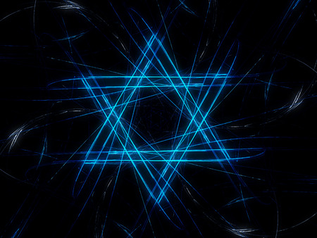 Jewish David star design, blue abstract fractal background, computer generatedの写真素材
