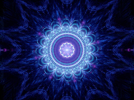 Big blue mandala, computer generated abstract backgroundの写真素材