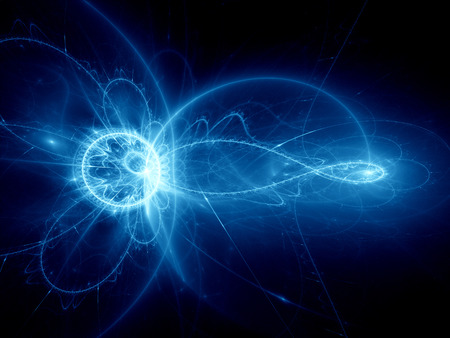 Blue glowing fantasy space background, computer generated fractalの写真素材