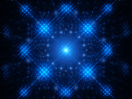 Abstract blue glowing snowflake, computer generated abstract background