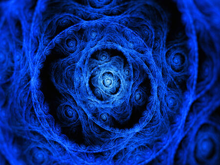 Blue rose fractal, computer generated abstract background