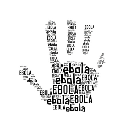Stop ebola palm, word cloud, isolated on whiteの写真素材