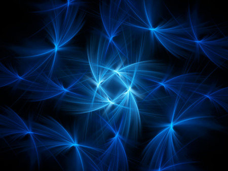 Glowing blue rays, computer generated abstract fractal backgroundの写真素材
