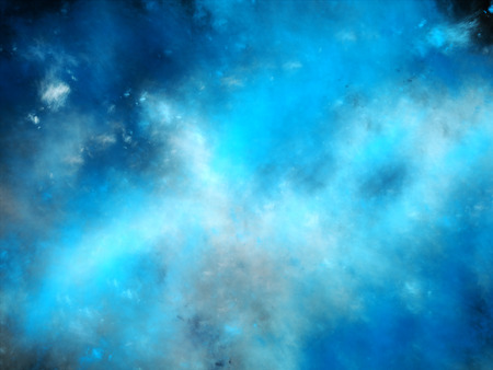 Blue space fog, glowing multicolored plasma in space, computer generated abstract backgroundの写真素材