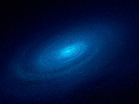 Spiral galaxy in space, young stars, computer generated abstract backgroundの写真素材