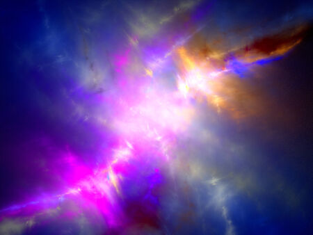 Multicolor nebula in space, computer generated abstract backgroundの写真素材