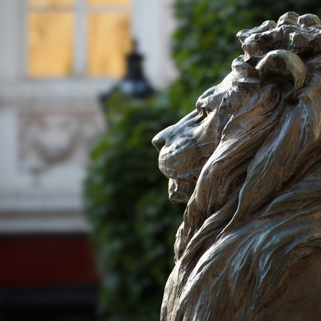 Statue of bronze lion side view, general Klapka, hungarian revolution and war of independenceの写真素材