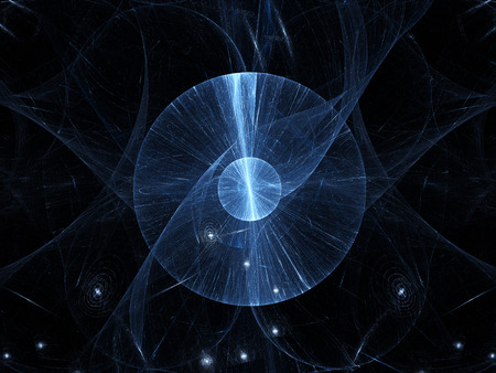 Big bang in space, computer generated abstract backgroundの写真素材