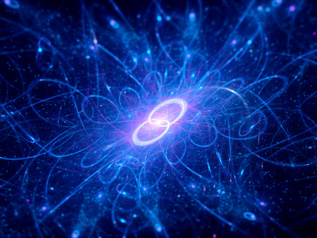 Artificial object in space, computer generated abstract background
