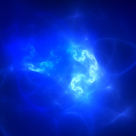 Blue glowing plasma field in space with stars, computer generated abstract backgroundの写真素材