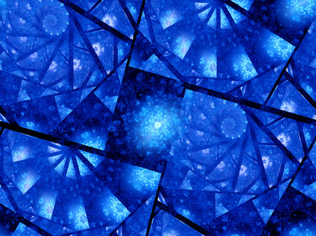 Blue glowing spiral blocks, computer generated abstract backgroundの写真素材