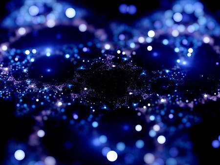 Blue glowing stars in space, computer generated abstract backgroundの写真素材
