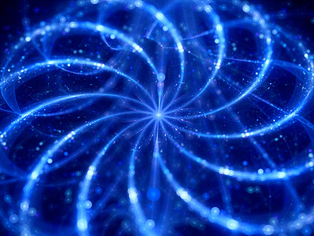 Blue glowing plasma curves, computer generated abstract background