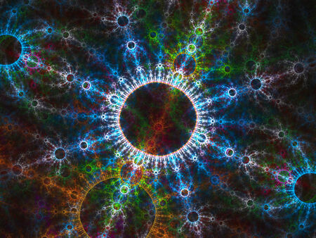 Abstract fractal background with  interconnected rings and patterns, computer generatedの写真素材