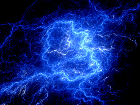 Blue glowing high energy electromagnetic field, computer generated abstract backgroundの写真素材