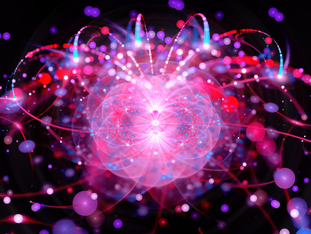 Higgs boson in large hadron collider, computer generated abstract background