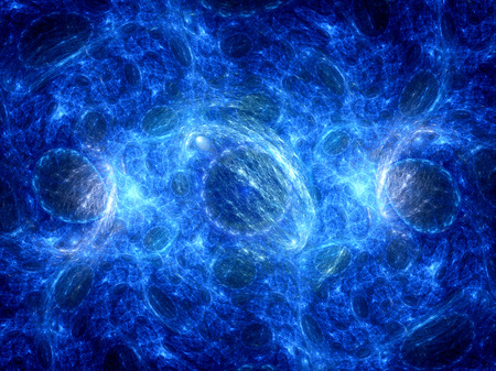 Glowing bubbles in space, parallel worlds, computer generated abstract backgroundの写真素材
