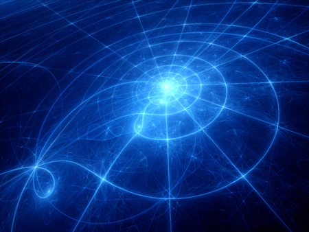 Blue glowing planetary system trajectories, computer generated abstract backgroundの写真素材