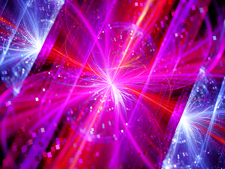 Colorful multidimensional energy field with particles, computer generated abstract backgroundの写真素材
