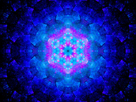 Colorful futuristic mandala artwork in space, computer generated abstract backgroundの写真素材