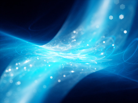 Blue glowing new technology flow, computer generated abstract backgroundの写真素材