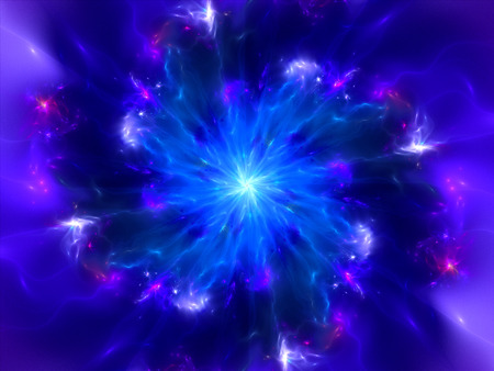 Magical blue explosion in space computer generated abstract backgroundの写真素材