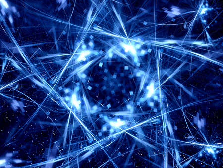 Blue glowing abstract connections in space, computer generated abstract backgroundの写真素材