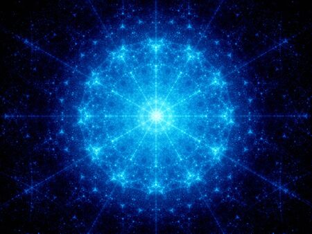 Blue glowing galactic clock in space, computer generated abstract backgroundの写真素材