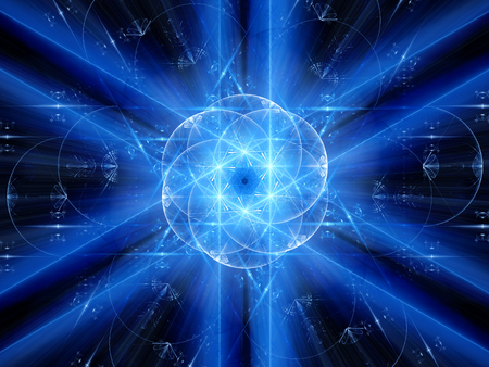 Blue glowing winter fractal, computer generated abstract backgroundの写真素材