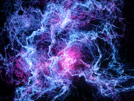 Multicolored glowing high energy lightning, computer generated abstract backgroundの写真素材