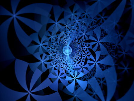 Blue glowing fractal artwork, computer generated abstract backgroundの写真素材