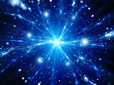 Magical explosion of big data in space, computer generated abstract backgroundの写真素材