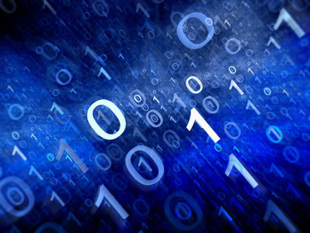 3D grid of big data, binary code, computer generated abstract backgroundの写真素材