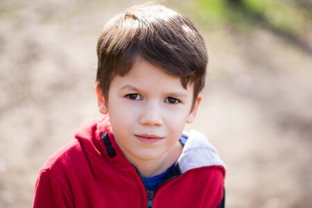 Little boy outdoor portrait at springの写真素材