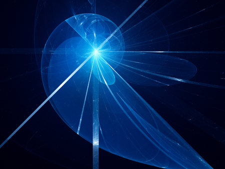 Blue glowing fibonacci spiral fractal, computer generated abstract backgroundの写真素材