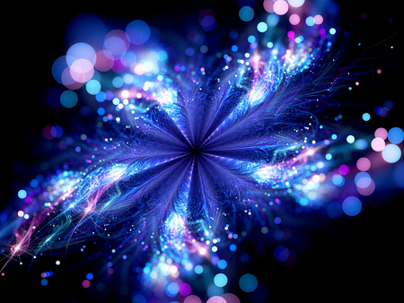 Magical glowing mandala star in space, computer generated abstract backgroundの写真素材