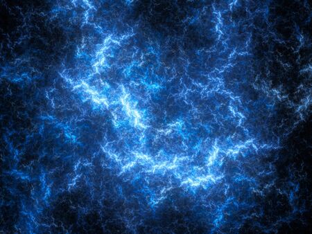 Blue glowing thunderbolt in space, plasma, computer generated abstract background