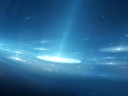 Blue glowing interstellar objects in space, computer generated abstract background, 3D renderingの写真素材