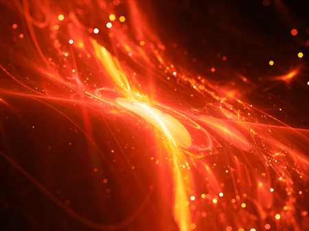 Fiery red new technology flow in space, computer generated abstract background, 3D renderingの写真素材