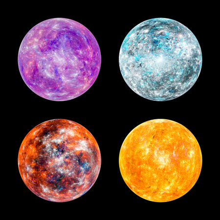 Exoplanet set, high resolution texture, computer generated abstract background, isolated, 3D renderingの写真素材