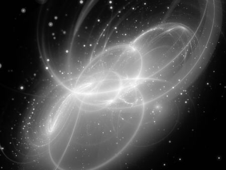 Magical glowing curves with particles texture, black and white, computer generated abstract...