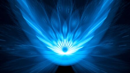 Blue glowing asteroid impact background, 8k, computer generated abstract background, 3D rendering