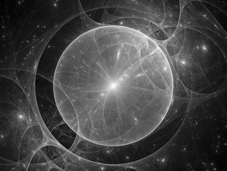 Gravitational lens in space black and white texture, computer generated abstract background, 3d renderingの写真素材