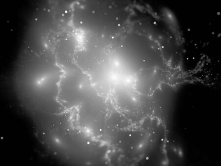 Glowing magical nebula in space, black and white texture, computer generated abstract background, 3D renderingの写真素材